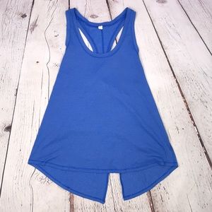 Lululemon blue featherweight split back tank sz 6